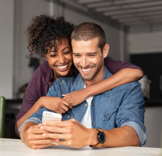 Couple looking at phone